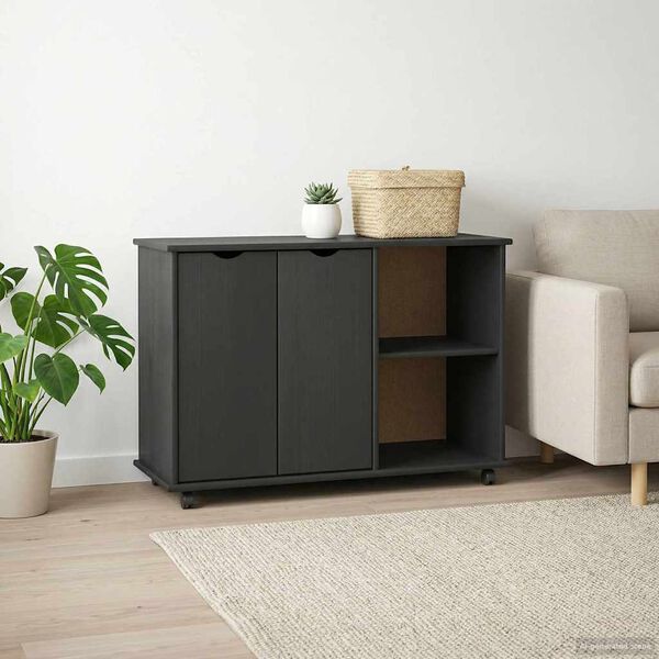 vidaXL Cabinet roulant Gris 100 x 39 x 65,5 cm Bois de Pin Massif