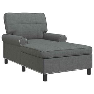 vidaXL Chaise longue avec coussin Gris fonc&eacute; 91 x 157 x 91 cm tissu