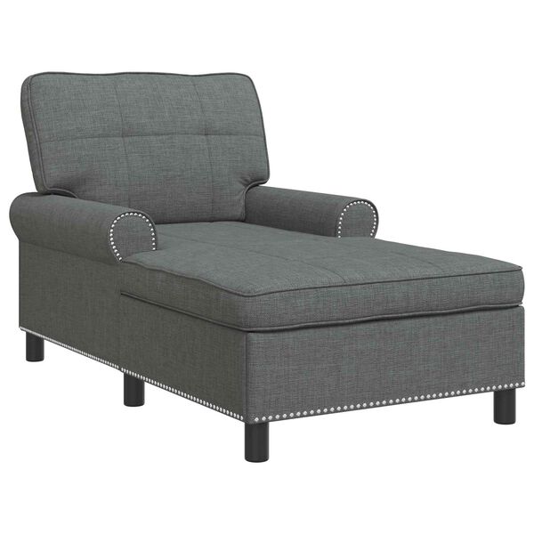vidaXL Chaise longue avec coussin Gris fonc&eacute; 91 x 157 x 91 cm tissu