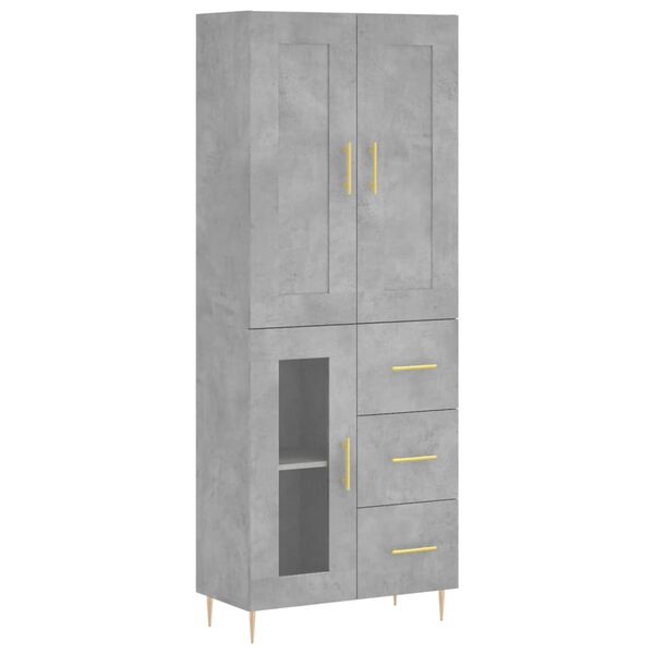 vidaXL Buffet haut Gris béton 69,5x34x180 cm Bois d'ingénierie