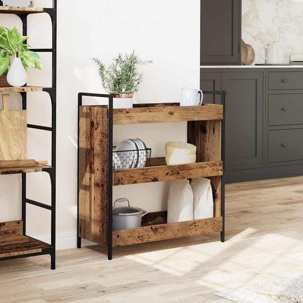 vidaXL Chariot de cuisine Bois ancien 70 x 30 x 82 cm