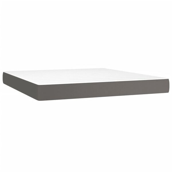 vidaXL Matelas de lit à ressorts ensachés Gris 160x200x20cm Similicuir