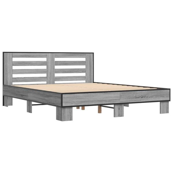 vidaXL Cadre de lit sans matelas sonoma gris 150x200 cm