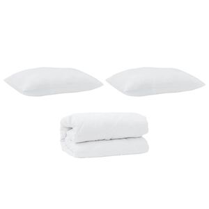 vidaXL Couette avec oreiller 3 pcs Blanc Microfibre