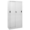 vidaXL Armoire &agrave; bureau porte coulissante Gris clair 90x40x180cm Acier