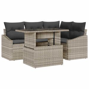 vidaXL Ensemble de canap&eacute; de jardin 5 pcs Gris clair polyrotin