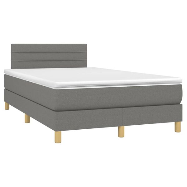 vidaXL Sommier &agrave; lattes de lit et matelas et LED Gris fonc&eacute; 120x200 cm