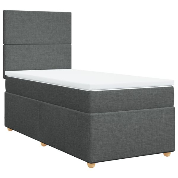 vidaXL Sommier &agrave; lattes de lit avec matelas Gris fonc&eacute; 100x200cm Tissu