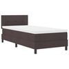 vidaXL Lit &agrave; ressorts avec bandes LED Marron fonc&eacute; 90 x 190 cm tissu