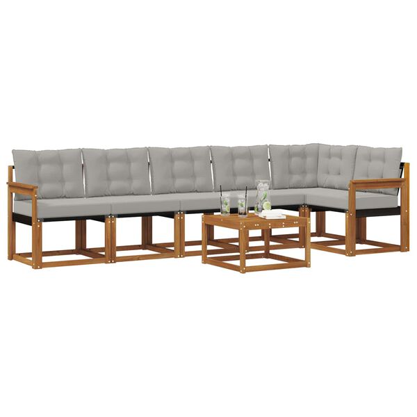 vidaXL Ensemble de canap&eacute;s d'ext&eacute;rieur 7 pcs Gris Naturel et Clair