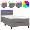vidaXL Sommier &agrave; lattes de lit avec matelas et LED Gris fonc&eacute; 80x200cm