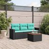 vidaXL Salon de jardin 4 pcs avec coussins noir r&eacute;sine tress&eacute;e