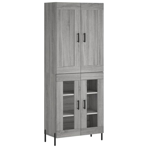 vidaXL Buffet haut Sonoma gris 69,5x34x180 cm Bois d'ing&eacute;nierie