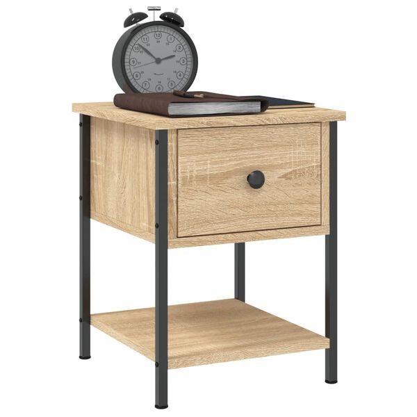 vidaXL Table de chevet ch&ecirc;ne sonoma 34x35,5x45 cm bois d'ing&eacute;nierie