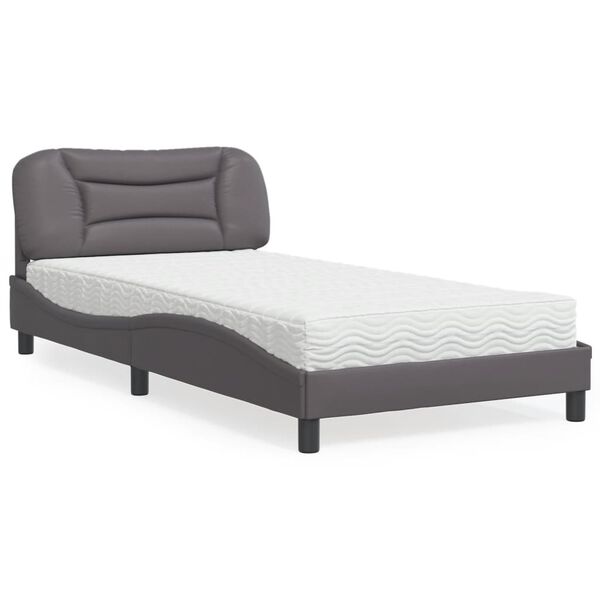 vidaXL Lit avec matelas Hvar gris 100x200 cm similicuir