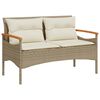 vidaXL Banc de jardin avec coussins 116x62,5x74cm beige r&eacute;sine tress&eacute;e