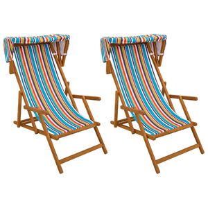 vidaXL Chaise Longue 2 pcs 3 Position Bois d'eucalyptus massif