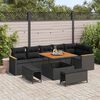 vidaXL Ensemble de canap&eacute; de jardin avec coussin 9 pcs Noir Poly rotin