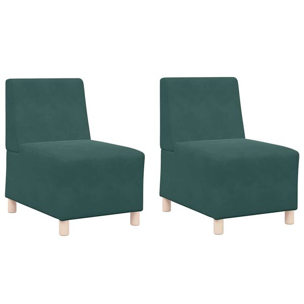 vidaXL Unit&eacute; de Sofa Modulaire Sans Accoudoirs 2 pcs Vert fonc&eacute;