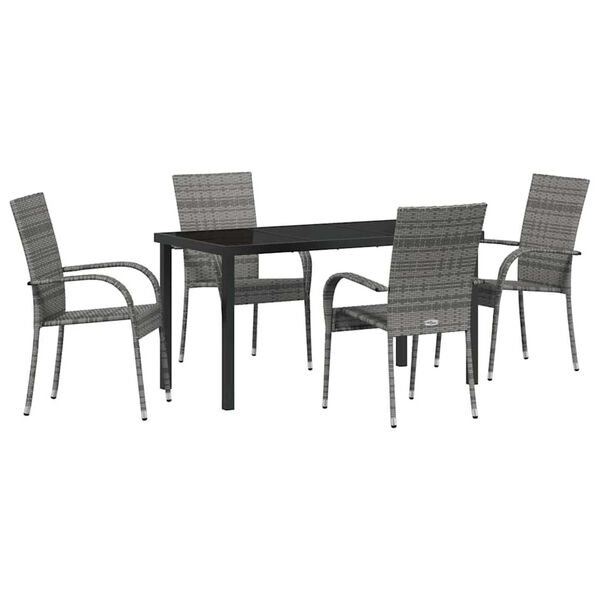 vidaXL Ensemble de salle &agrave; manger pour jardin 5 pcs Gris