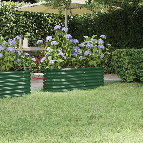vidaXL Lit surélevé de jardin Acier galvanisé 114x40x36 cm Vert