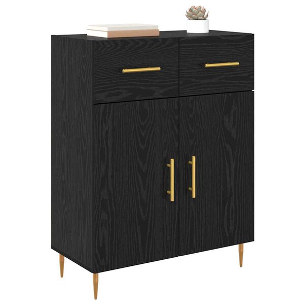 vidaXL Buffet Ch&ecirc;ne noir 69,5 x 34 x 90 cm Bois d'ing&eacute;nierie