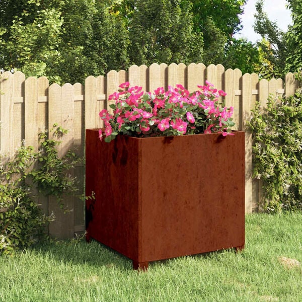 vidaXL Jardini&egrave;re avec pieds Rouill&eacute; 50x50x50 cm Acier corten