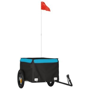 vidaXL Remorque de v&eacute;lo noir et bleu 30 kg fer