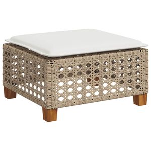 vidaXL Tabouret de jardin et coussin beige 63,5x56x32cm r&eacute;sine tress&eacute;e