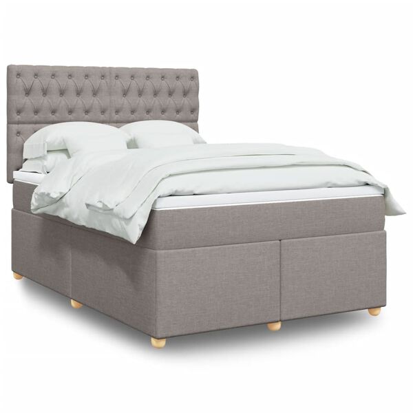vidaXL Sommier &agrave; lattes de lit avec matelas Taupe 140x190 cm Tissu