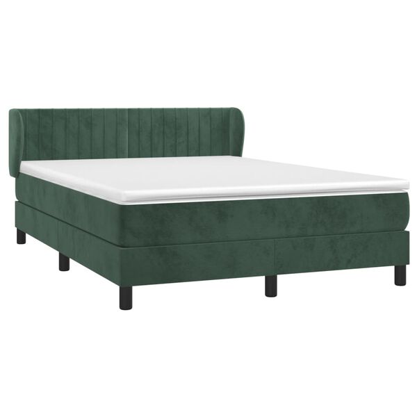 vidaXL Sommier &agrave; lattes de lit et matelas Vert fonc&eacute; 140x200cm Velours