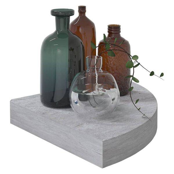 vidaXL &Eacute;tag&egrave;res d'angle murales 4 pcs Gris b&eacute;ton 25x25x3,8 cm MDF