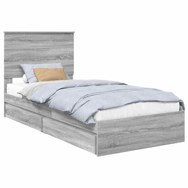 vidaXL Lit de Rangement Gris Sonoma 100 x 200 cm Bois d'ing&eacute;nierie