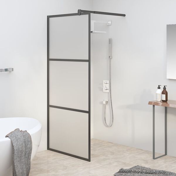 vidaXL Paroi de douche 80x195 cm Verre ESG d&eacute;poli Noir