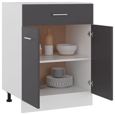Armoire De Plancher à Tiroir VidaXL - Meuble Rangement Cuisine Avec Étagère, Noir Bois D’Ingénierie