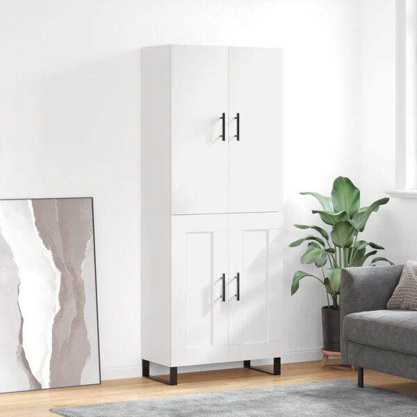 vidaXL Buffet haut Blanc 69,5x34x180 cm Bois d'ing&eacute;nierie