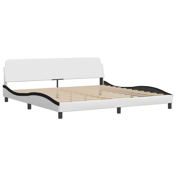 vidaXL Lit avec matelas Dover blanc et noir 200x200 cm similicuir