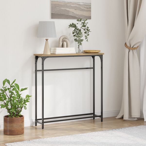 vidaXL Table console avec &eacute;tag&egrave;re Ch&ecirc;ne artisanal 75 x 19,5 x 75 cm