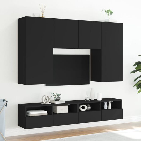 vidaXL Meubles TV muraux 2 pcs noir 100x30x30 cm bois d'ing&eacute;nierie
