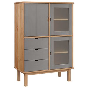 vidaXL Buffet haut OTTA marron et gris 85x43x125 cm bois massif de pin