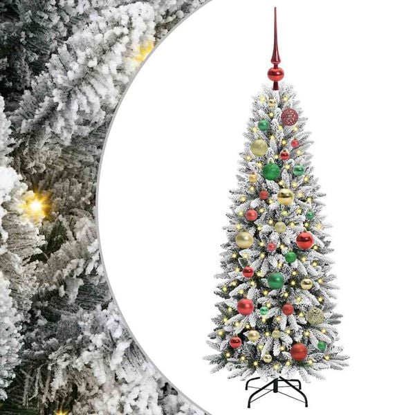 vidaXL Sapin de No&euml;l artificiel avec 150 LED avec support Blanc 120 cm