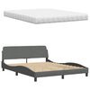 vidaXL Lit avec matelas gris fonc&eacute; 160x200 cm tissu