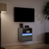 vidaXL Meuble TV mural avec lumi&egrave;res LED sonoma gris 41x31x45 cm