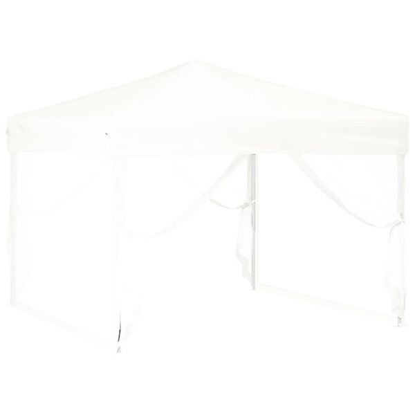 vidaXL Tente de réception pliable avec parois Blanc 3x3 m