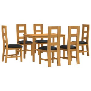 vidaXL Ensemble de salle &agrave; manger 7 pc Noir Bois de ch&ecirc;ne massif