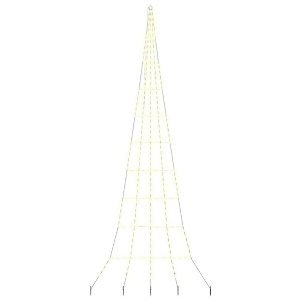 vidaXL Arbre de Noël LED avec piquets au sol Blanc chaud 500 cm Métal
