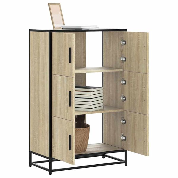 vidaXL Buffet haut ch&ecirc;ne sonoma 68x35x106,5 cm bois ing&eacute;nierie m&eacute;tal