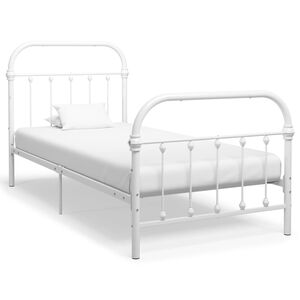 vidaXL Cadre de lit sans matelas blanc m&eacute;tal 90x200 cm