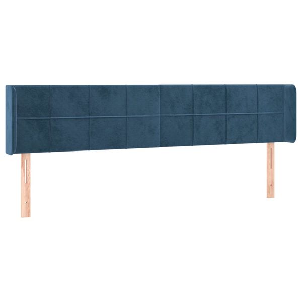 vidaXL Tête de lit à LED Bleu foncé 203x16x78/88 cm Velours