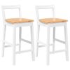 vidaXL Tabourets de bar (lot de 2) en bois massif blanc et caoutchouc